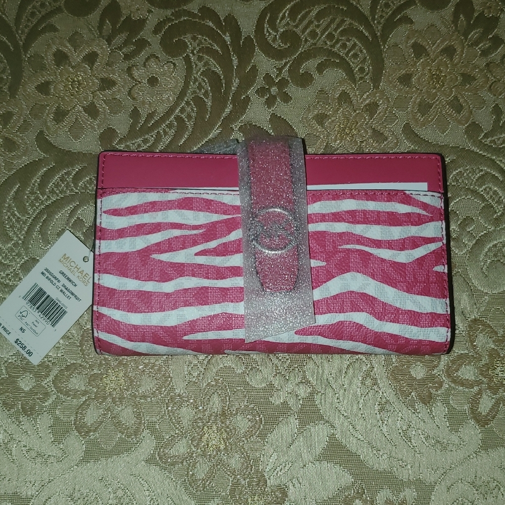 Micheal Michael Kors Pink and White Zebra Print Wallet
